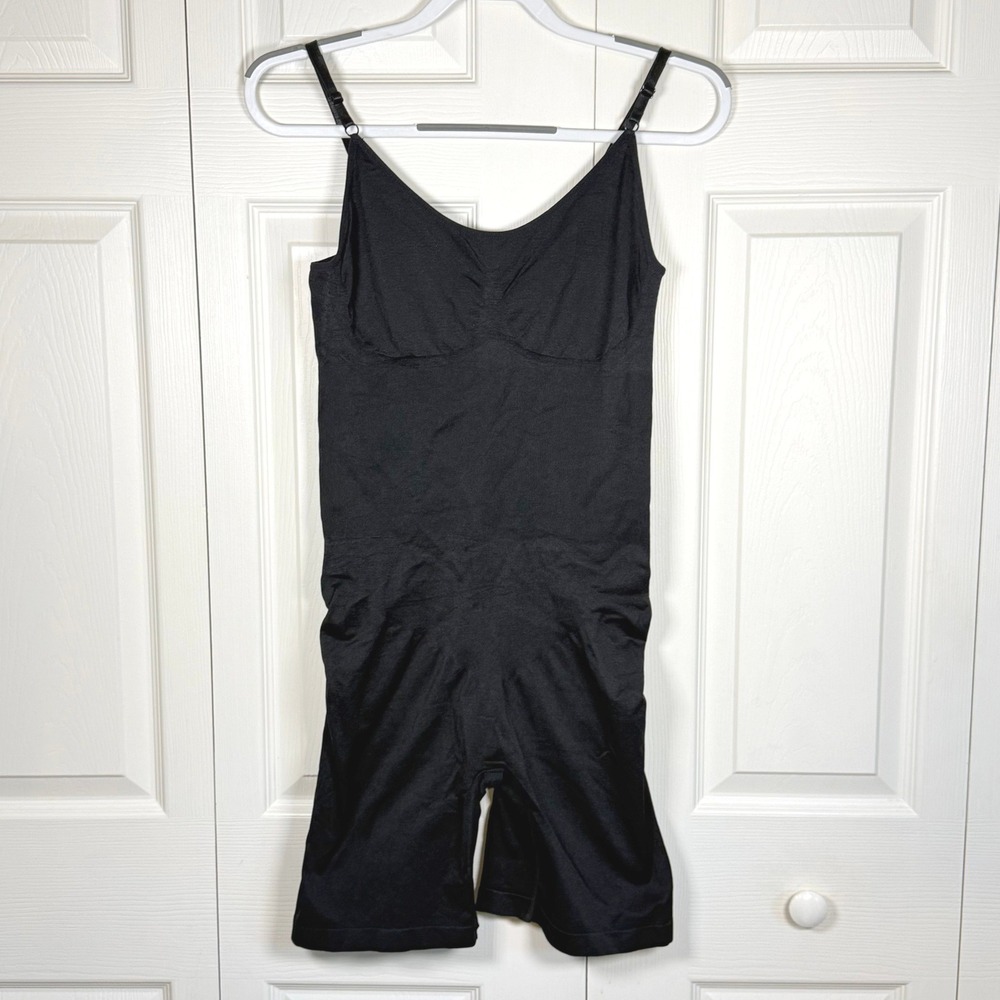 Black Seamless Full Body Shaper Bodysuit Mid-Thigh Tummy Control Plus Size 2XL
